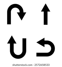 U turn arrow traffic signpost isolated. Vector U turn arrow icon.