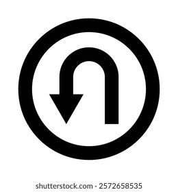 U turn arrow traffic signpost isolated. Vector U turn arrow icon.