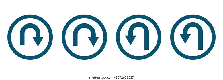 U turn arrow traffic signpost isolated. Vector U turn arrow icon.