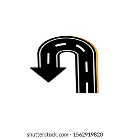 u turn asphalt road flat image vector illustration