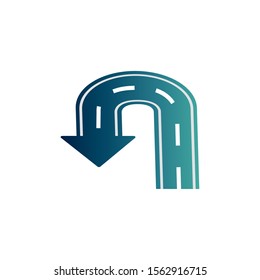 u turn asphalt road gradient icon vector illustration