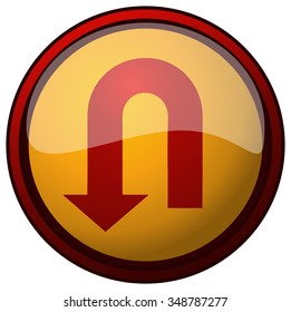 U Turn Button Round Sign, Vector Illustration. 