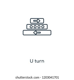 U turn concept line icon. Linear U turn concept outline symbol design. This simple element illustration can be used for web and mobile UI/UX.