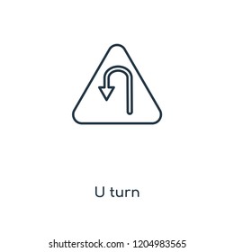 U turn concept line icon. Linear U turn concept outline symbol design. This simple element illustration can be used for web and mobile UI/UX.