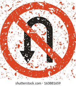 U turn grunge vector
