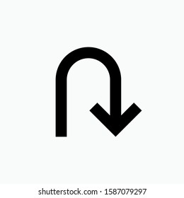 U Turn Icon. Back Symbol for Design, Presentation, Website or Apps Elements - Vector.  Logo Template.