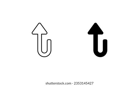 U Turn-Symbol-Design auf weißem Hintergrund - Stockillustration