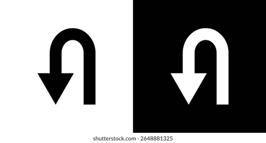 U turn icon of a flat style vector