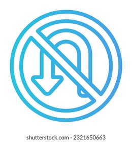 U turn icon in gradient line style, use for website mobile app presentation