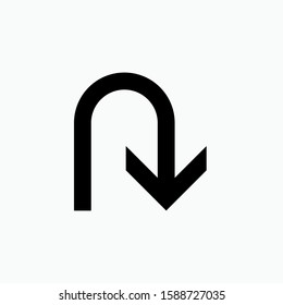 U Turn Icon. Return Symbol for Design, Presentation, Website or Apps Elements - Vector.  