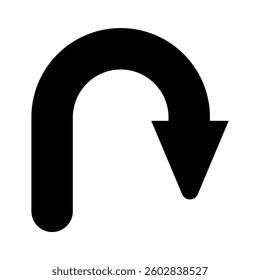 U turn icon symbol on white background. vector illustration.