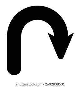 U turn icon symbol on white background. vector illustration.