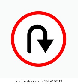 U Turn Icon - Vector, Sign and Symbol for Design, Presentation, Website or Apps Elements.