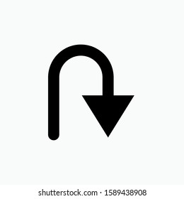 U Turn Icon - Vector, Sign and Symbol for Design, Presentation, Website or Apps Elements.