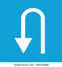 U turn icon vector sign. Blue background