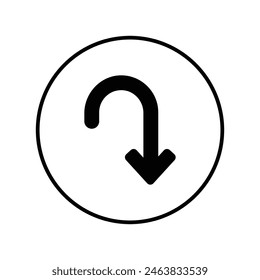 Icono de giro en u con fondo blanco Vector ilustración de stock