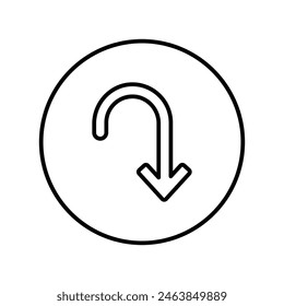 u turn icon with white background vector stock illustration