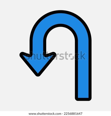 U turn left arrow icon vector illustration in filled line style, use for website mobile app presentation