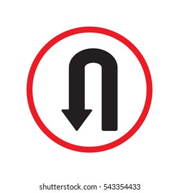 U Turn Left Direction Sign Vector