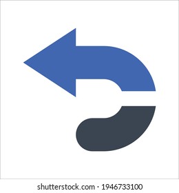 U turn left icon, Vector graphics