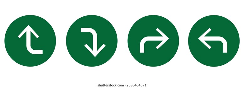  U Turn Left and Right Arrow Sign Direction Icon Set on isolated background eps 10.