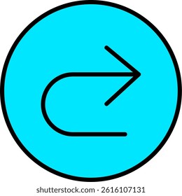 U Turn Line Filled Vector Icon Design
