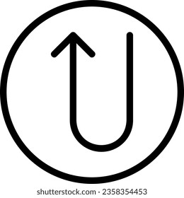 U turn line Icon Vektorgrafik