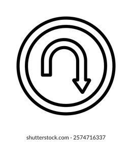 U Turn line icon , vector, pixel perfect, illustrator file