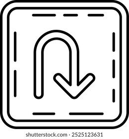 U turn Line vector Icon Design