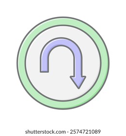 U Turn lineal color icon , vector, pixel perfect, illustrator file