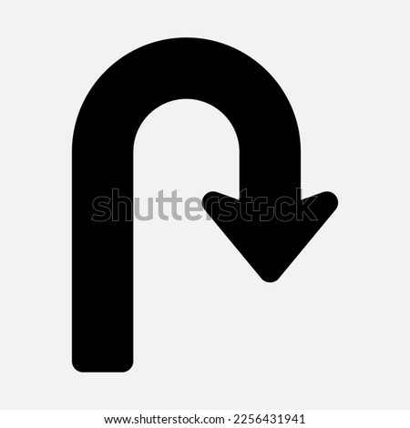 U turn right arrow icon vector illustration in solid style, use for website mobile app presentation
