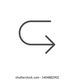 U Turn Right Arrow modern simple clear flat outline vector icon, symbol 