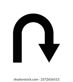 U turn right direction arrow vector.