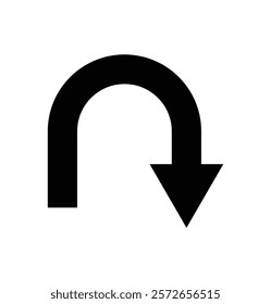 U turn right direction arrow vector.