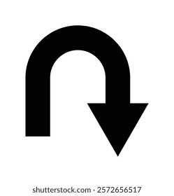 U turn right direction arrow vector.