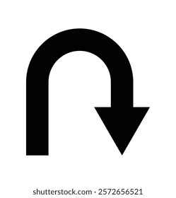 U turn right direction arrow vector.