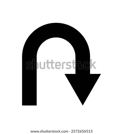 U turn right direction arrow vector.