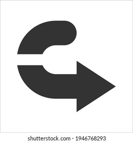 U turn right icon, Vector graphics
