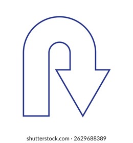 U Turn Right Road sign. U-Turn Right Traffic Road Sign, Vector Illustration.