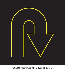 U Turn Right Road sign. U-Turn Right Traffic Road Sign, Vector Illustration.