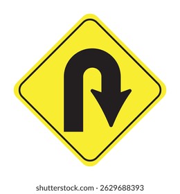 U Turn Right Road sign. U-Turn Right Traffic Road Sign, Vector Illustration.