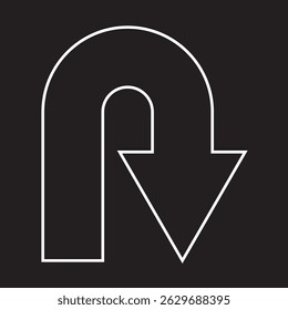 U Turn Right Road sign. U-Turn Right Traffic Road Sign, Vector Illustration.
