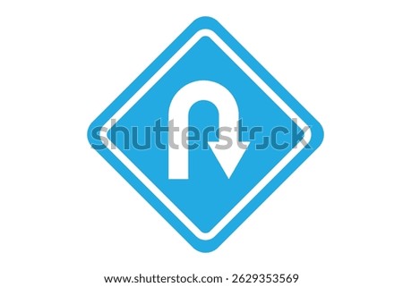 U Turn Right Traffic Road Icon. U-turn road sign. Vector illustration.