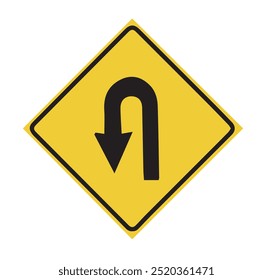 U turn road sign caution board 