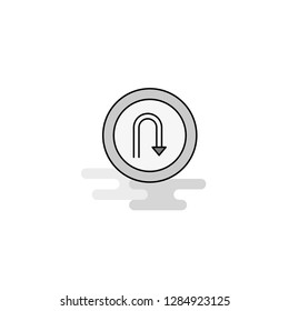 U turn road sign  Web Icon. Flat Line Filled Gray Icon Vector