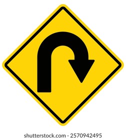 U turn road traffic sign. Vector illustrator