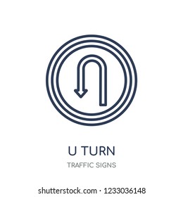 U turn sign icon. U turn sign linear symbol design from Traffic signs collection. Simple outline element vector illustration on white background
