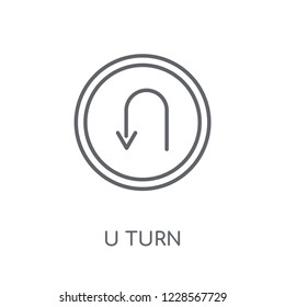 U turn sign linear icon. Modern outline U turn sign logo concept on white background from Traffic Signs collection. Suitable for use on web apps, mobile apps and print media.