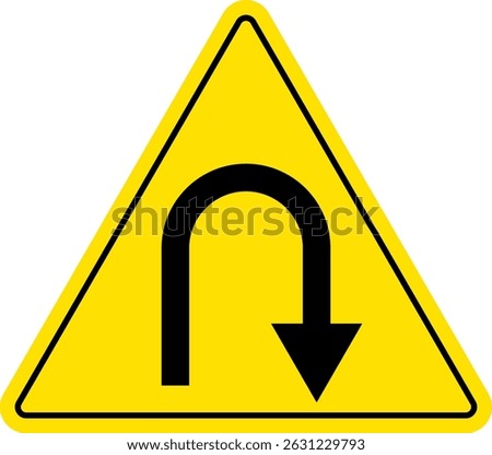 U Turn Sign. sharp turn warning. turn u sign. driving navigation icon. traffic direction and Road safety. warning road sign

