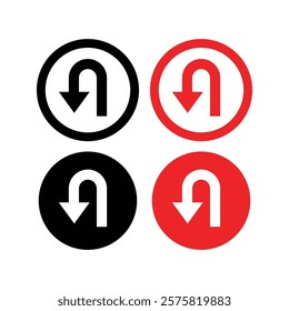 U turn sign simple flat icon vector design